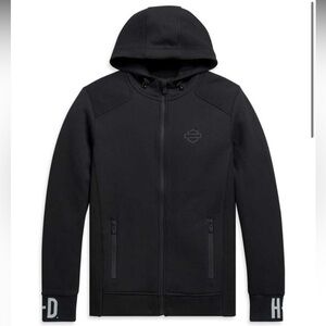 Harley-Davidson Men's Rib-Knit Side Slim Fit Full-Zip Hoodie